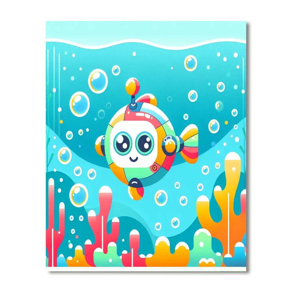 Playful Robot Fish Paint By Numbers Art
