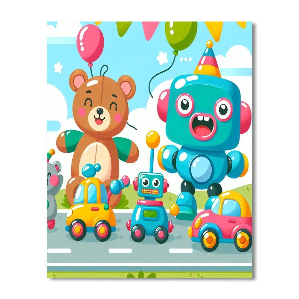 Whimsical Toy Parade Painting By Numbers Kit