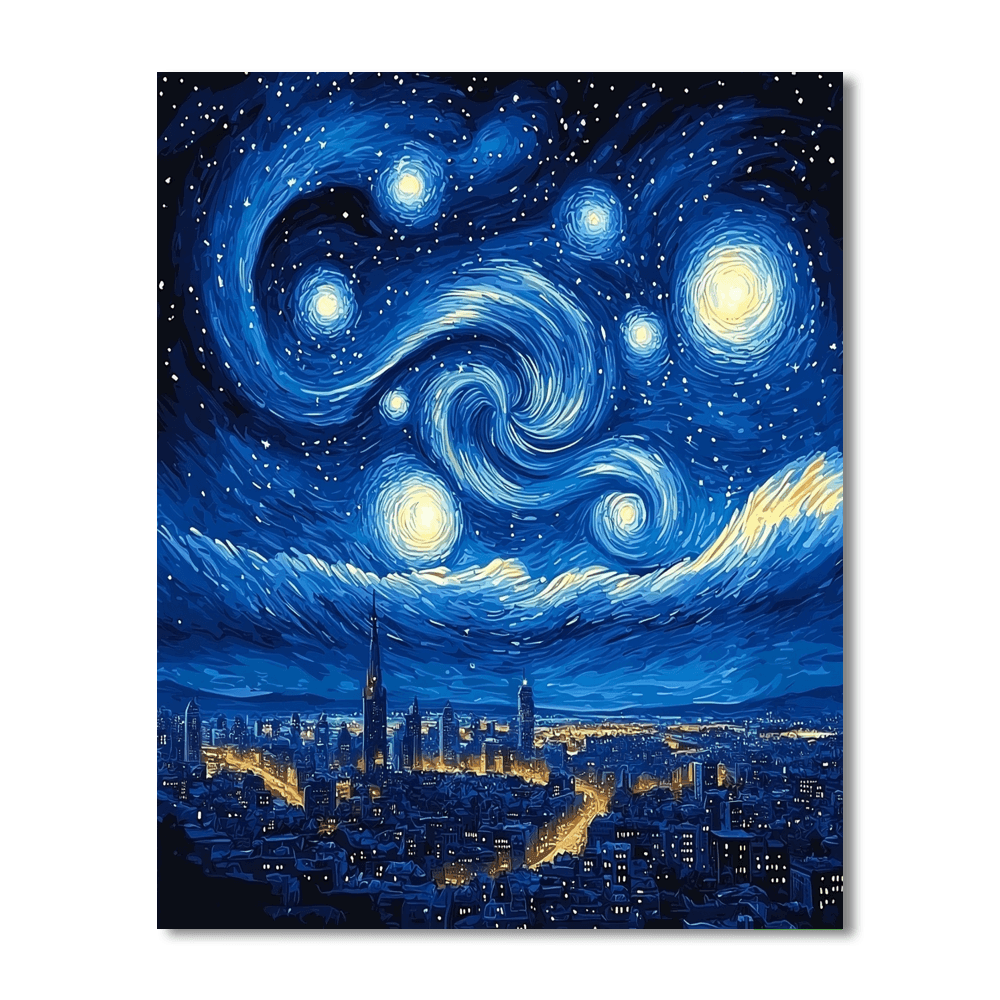 Vincent Van Gogh Inspired Dreamy Urban Silhouettes  Painting By Numbers Kit