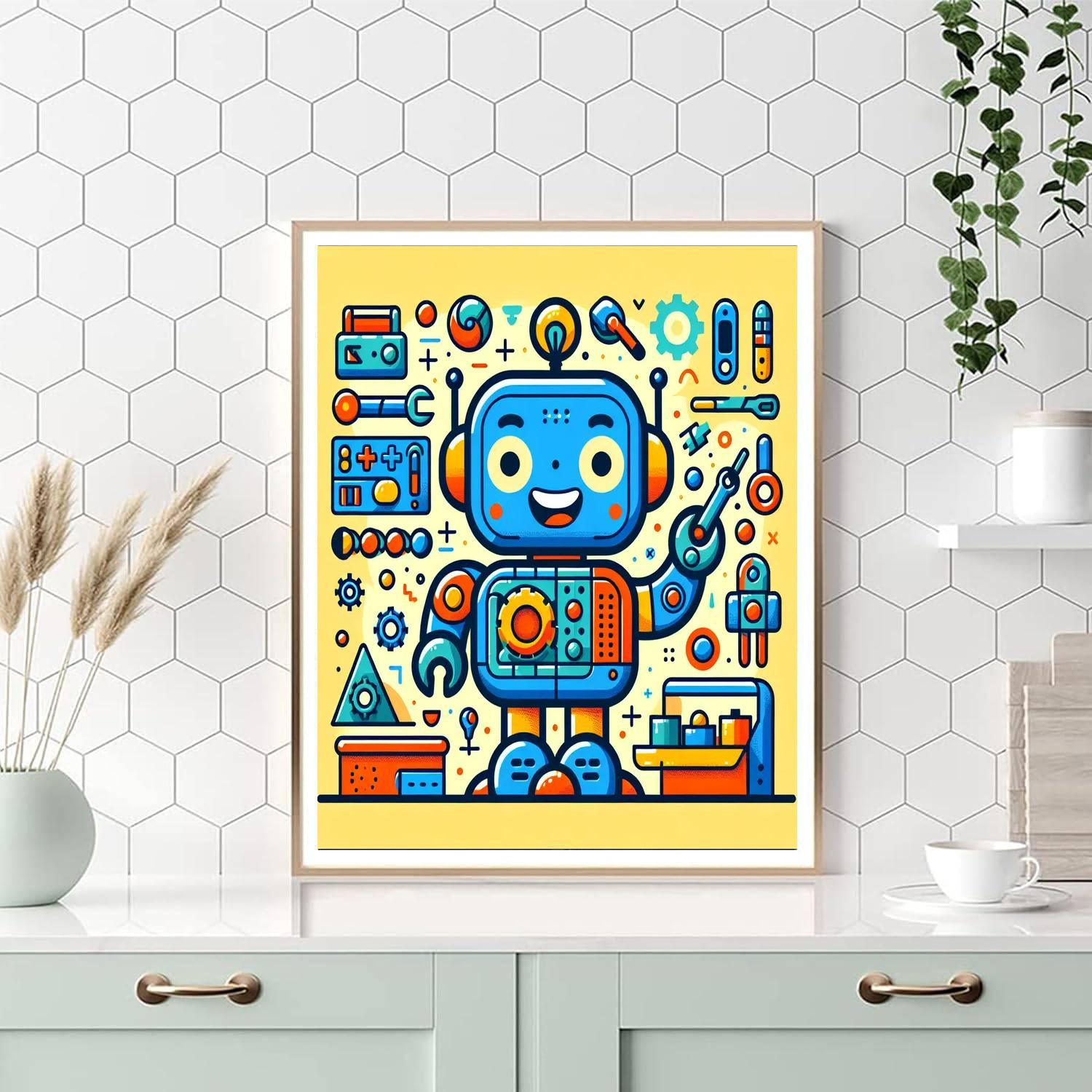 Joyful Robot Buddy DIY Paint By Numbers