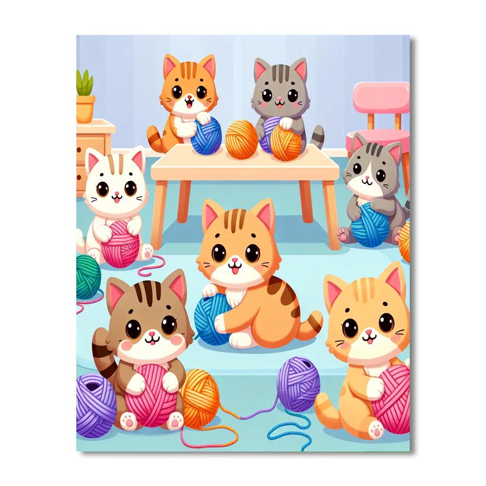 Happy Cuddly Kittens Number Painting
