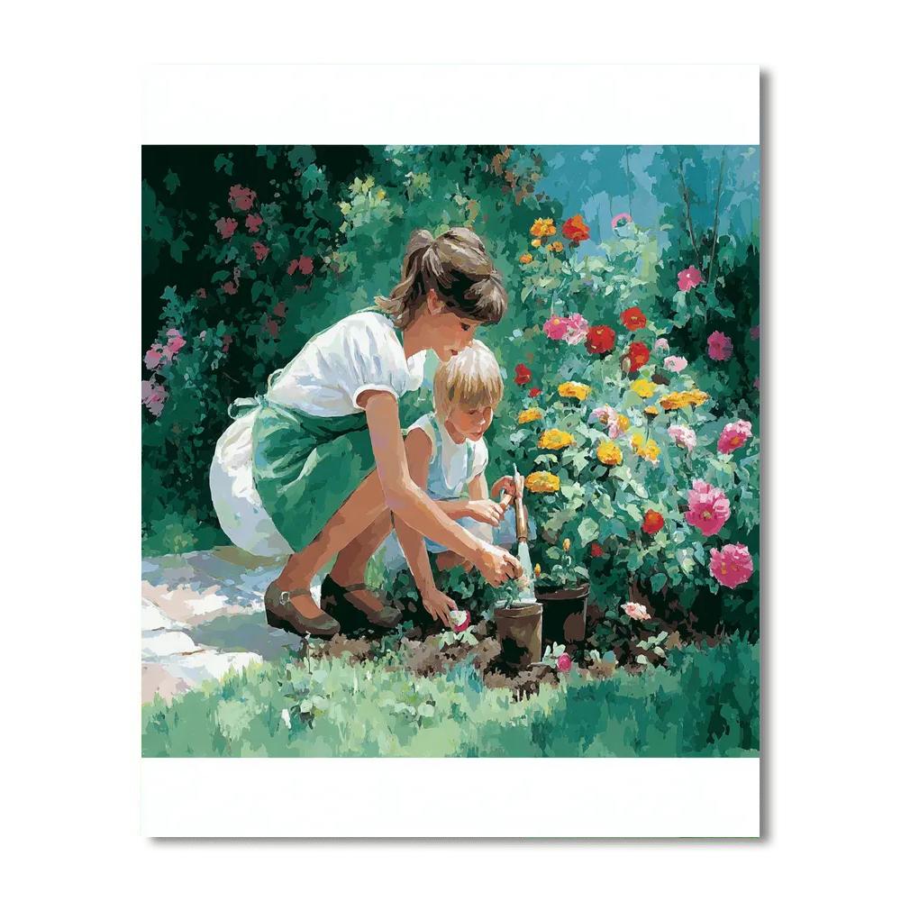 Mother And Child In The Garden Paint By Numbers Kits