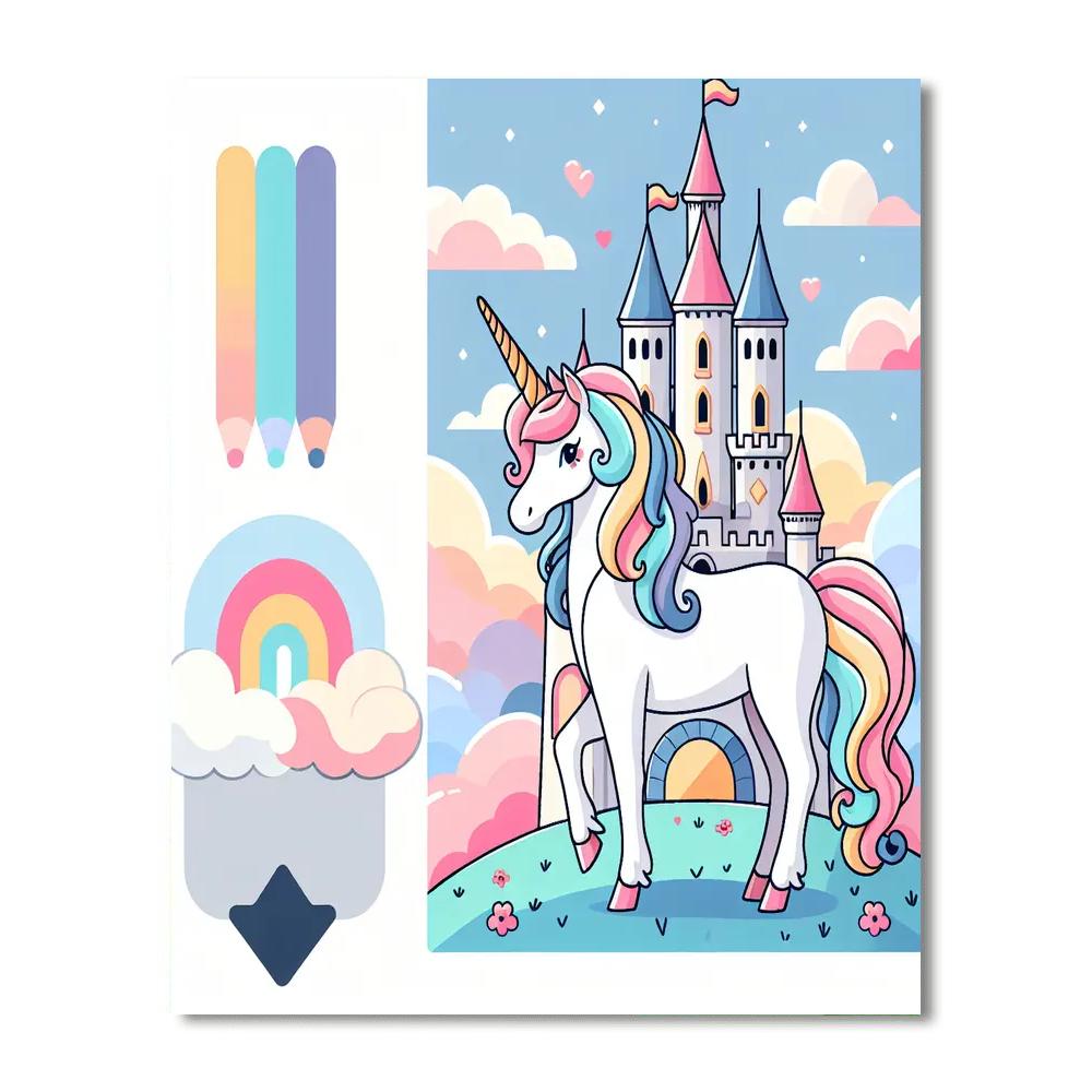 Fantasy Castle Unicorn Numbered Painting Kits