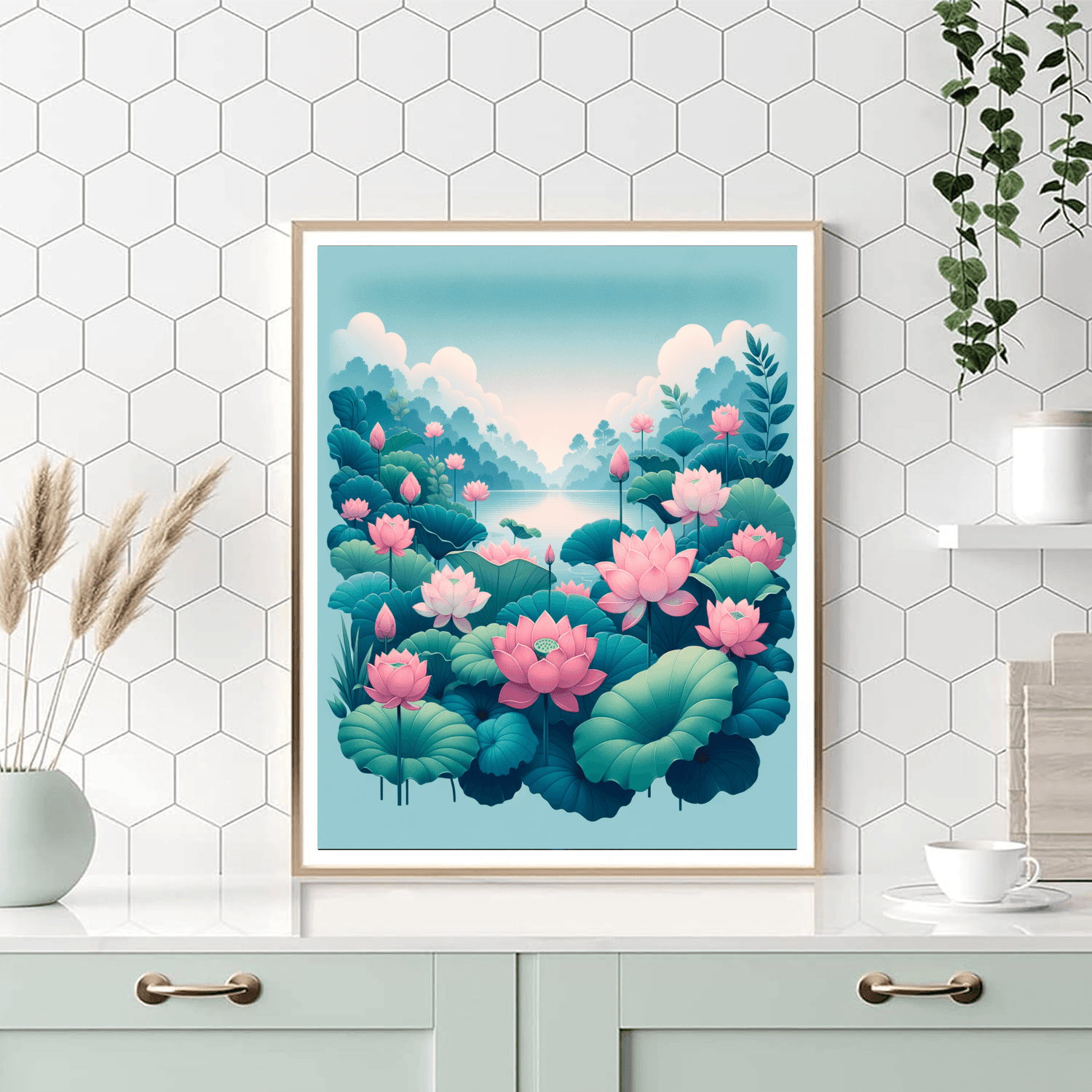 Blossoming Lotus Pond Paint By Numbers
