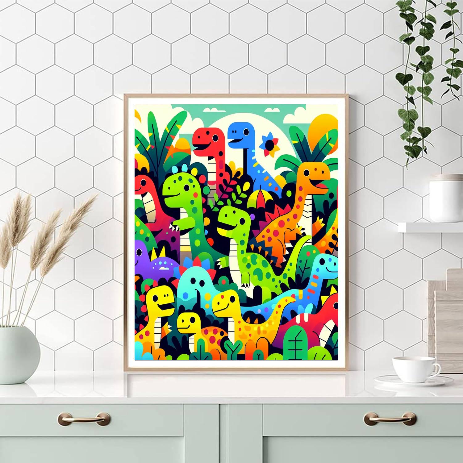 Dinosaurs' Jungle Safari Painting Number Kit