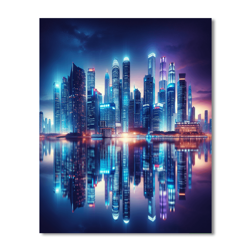 Captivating City Reflections Numbered Painting Kits