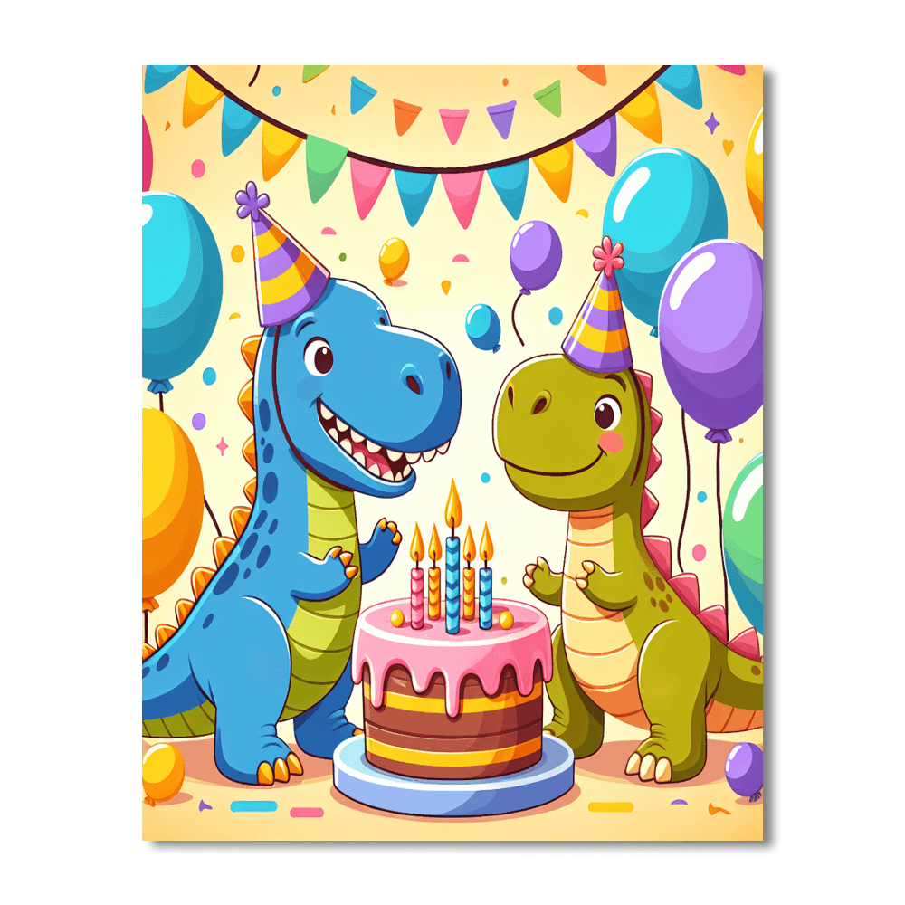Joyful Dino Party Paint By Numbers