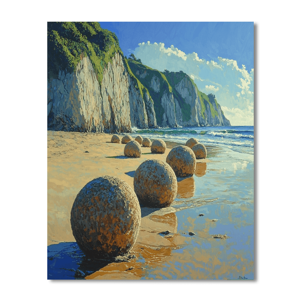 Moeraki Boulders - New Zealand Paint By Numbers Art