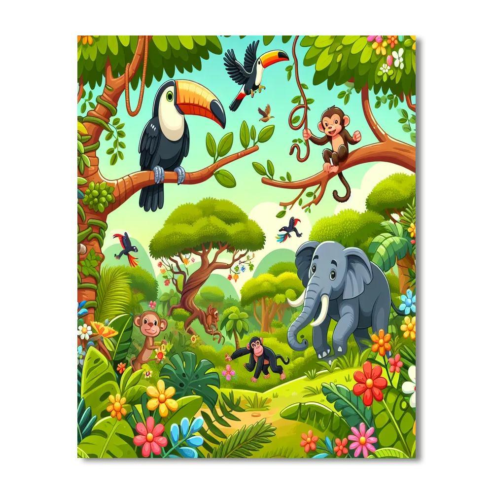 Lively Jungle Explorers Painting By Numbers Kit