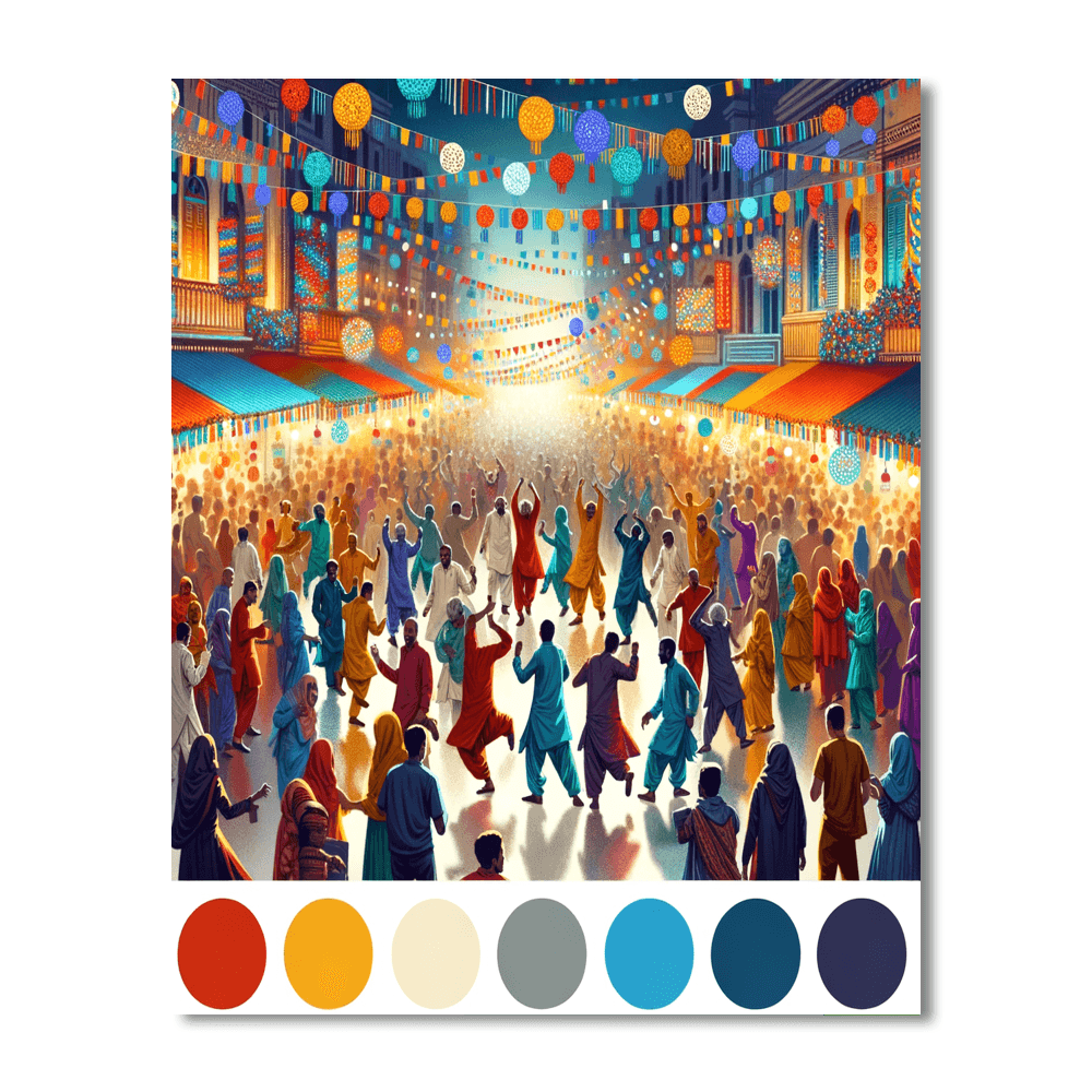 Lively Festival Nights Number Painting