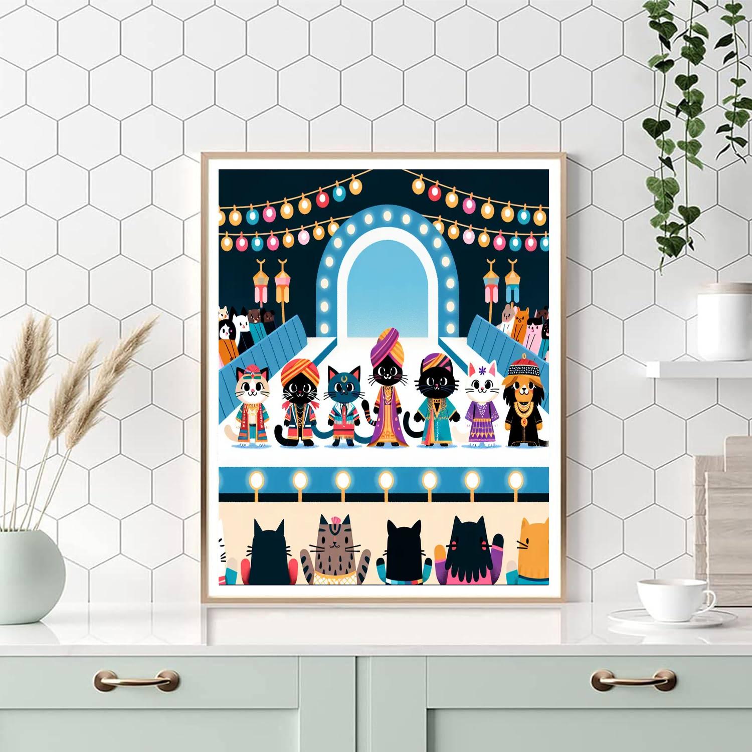 Funky Feline Fashion Show Paint By Number