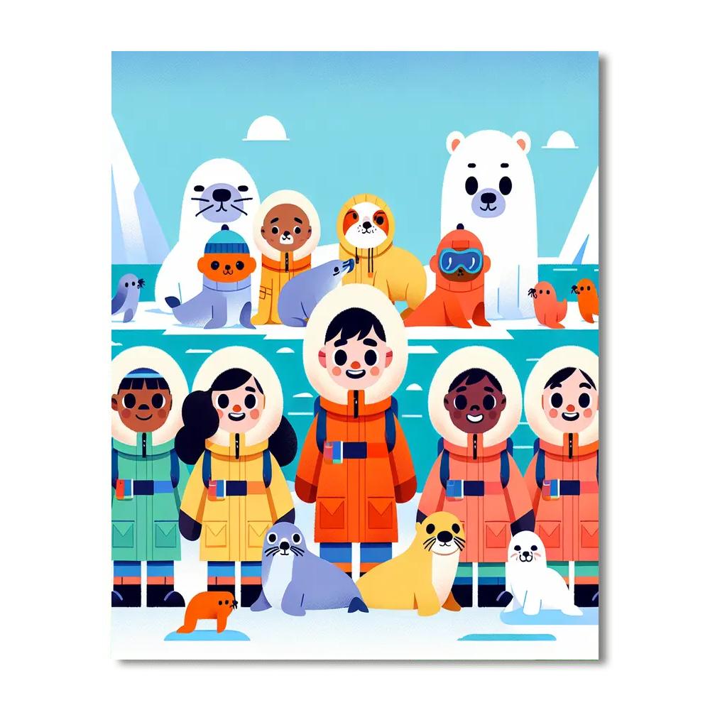 Playful Polar Expedition Number Painting