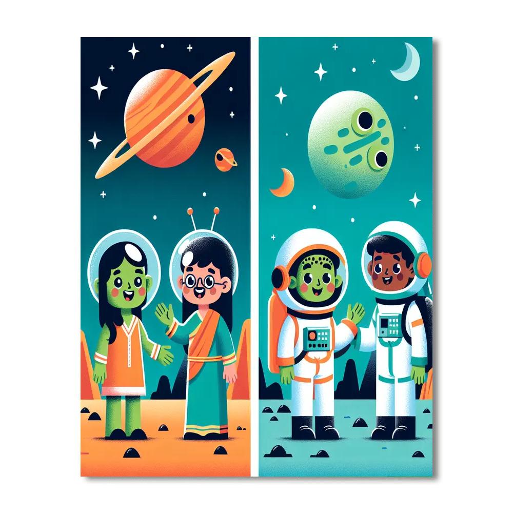 Friendly Martian Mission DIY Paint By Numbers