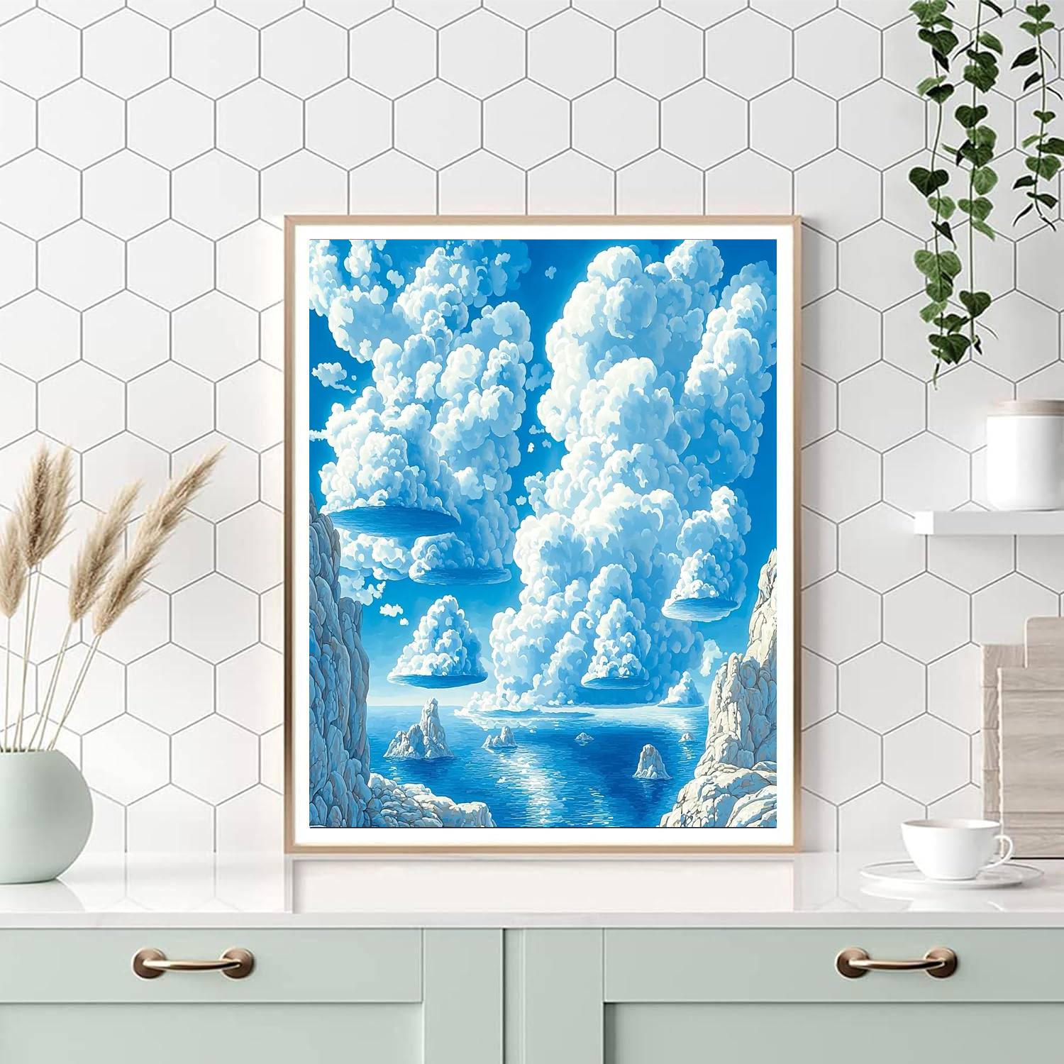 René Magritte Inspired Floating Islands Of Imagination  Paint By Numbers Kits