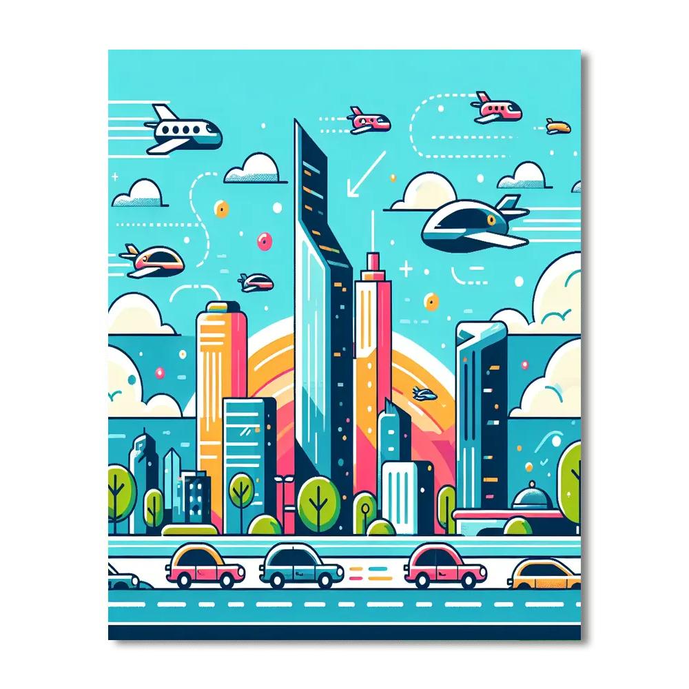 Futuristic Cityscape Journey Paint By Numbers Kits