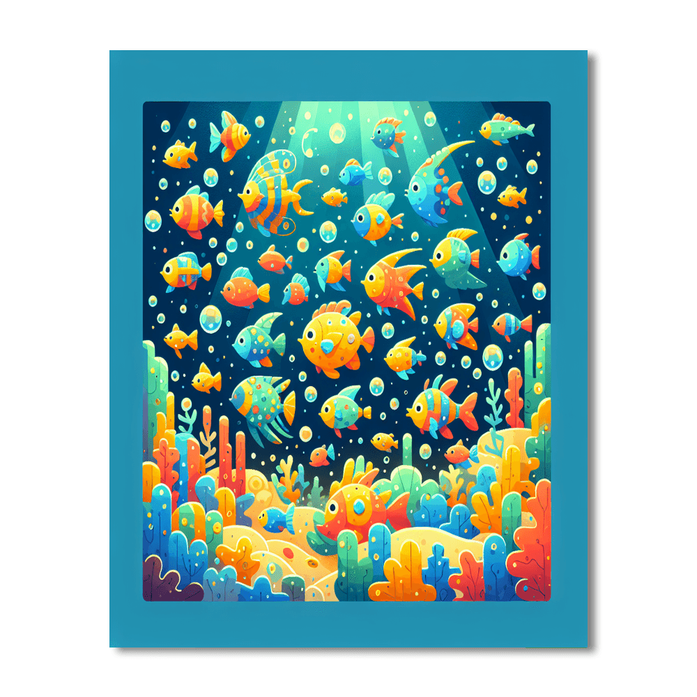 Underwater Adventure With Colorful Fish Painting By Numbers Kit