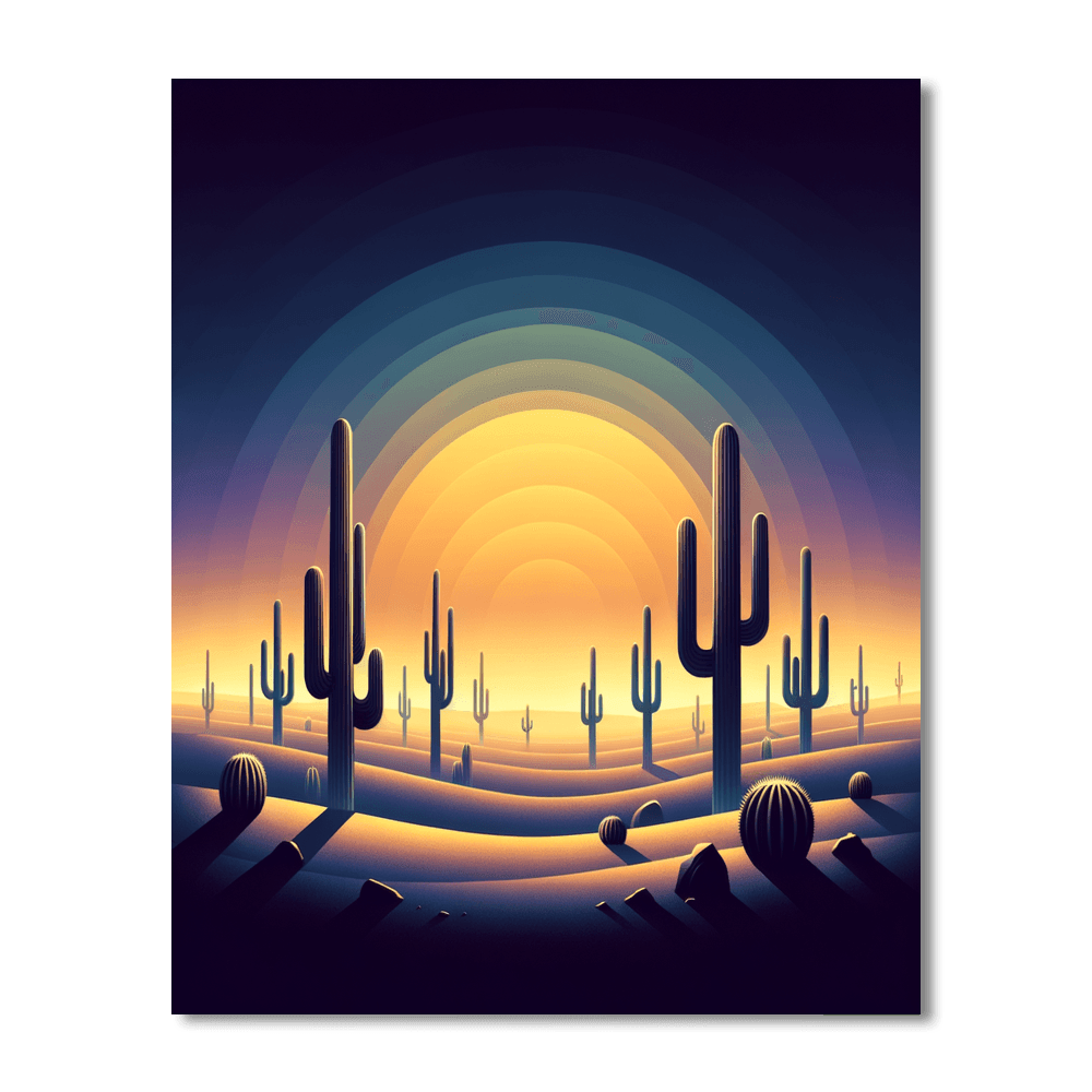 Desert Cactus at Dusk - DIY Painting By Numbers Kit