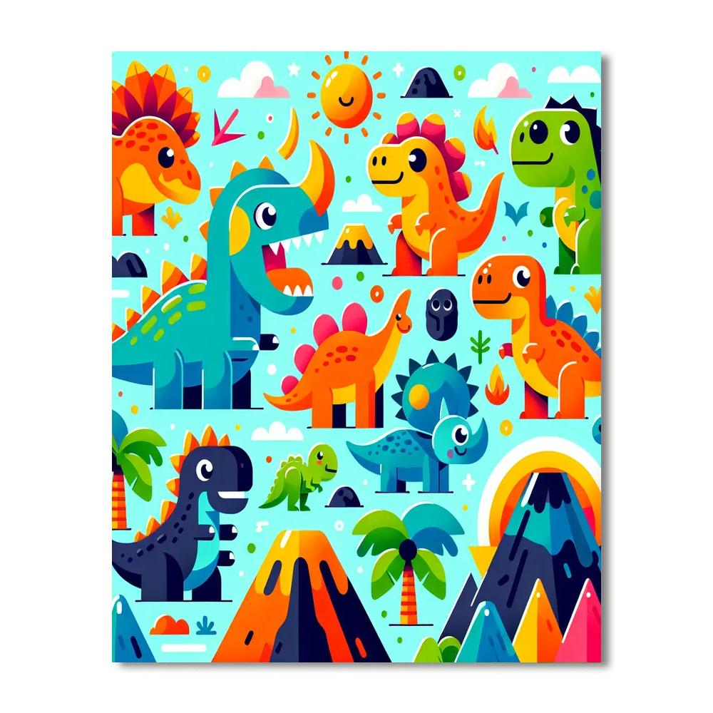 Dynamic Dinosaurs Paint By Numbers Art