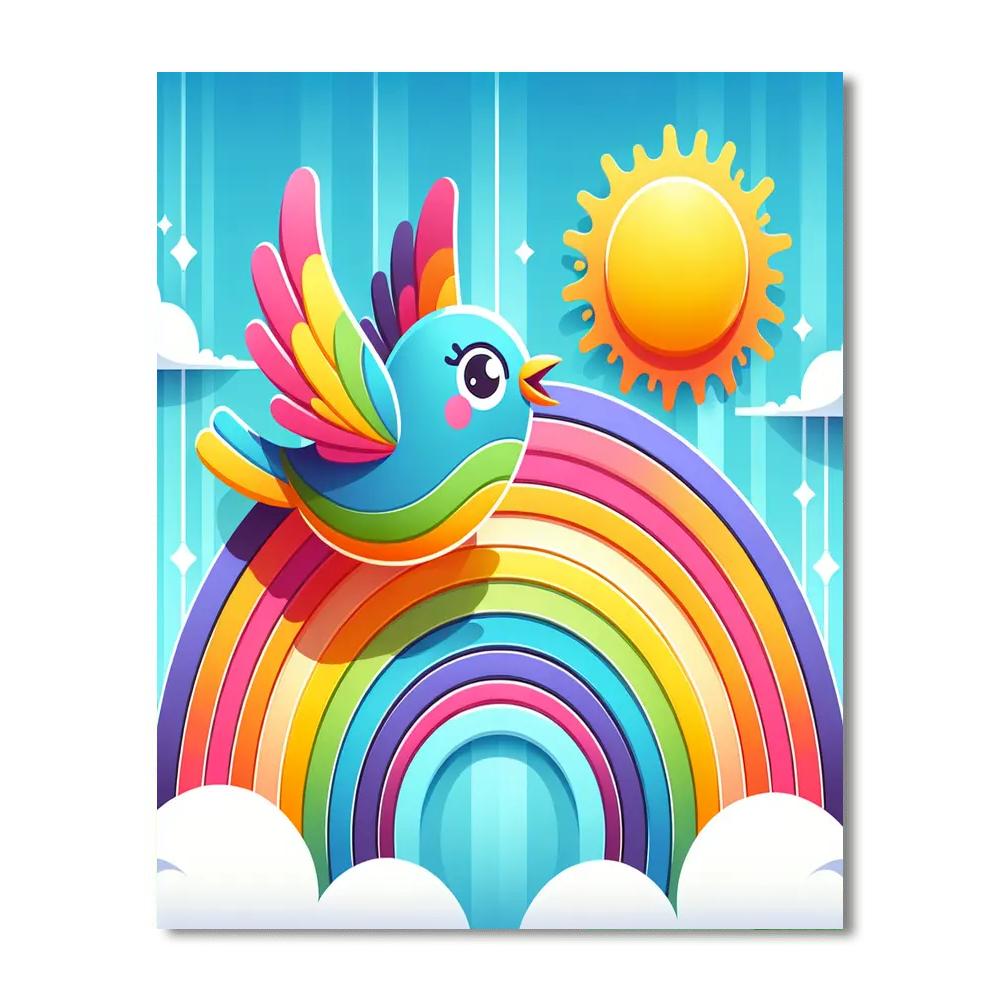 Radiant Rainbow Bird Paint By Color