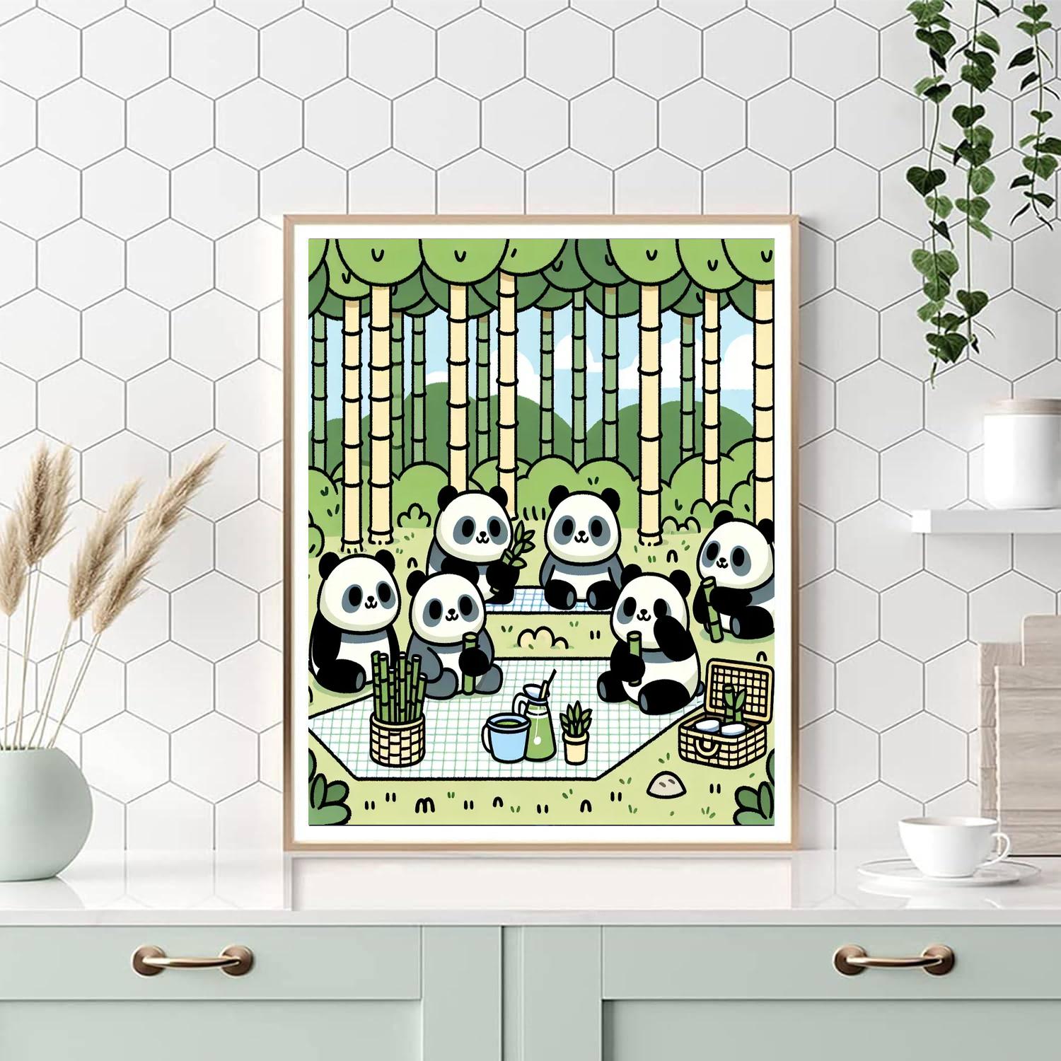 Pandas' Peaceful Picnic Painting Number Kit