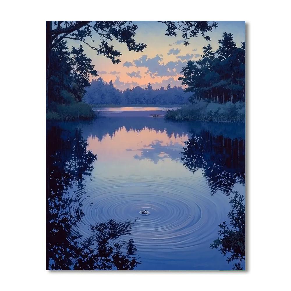 Utagawa Hiroshige Inspired Silken Evening Waters  Number Painting