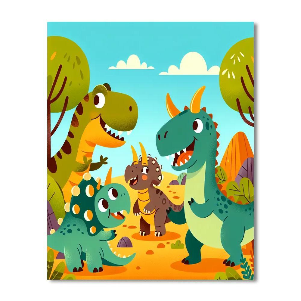 Joyful Dinosaur Expedition Paint By Numbers Kits