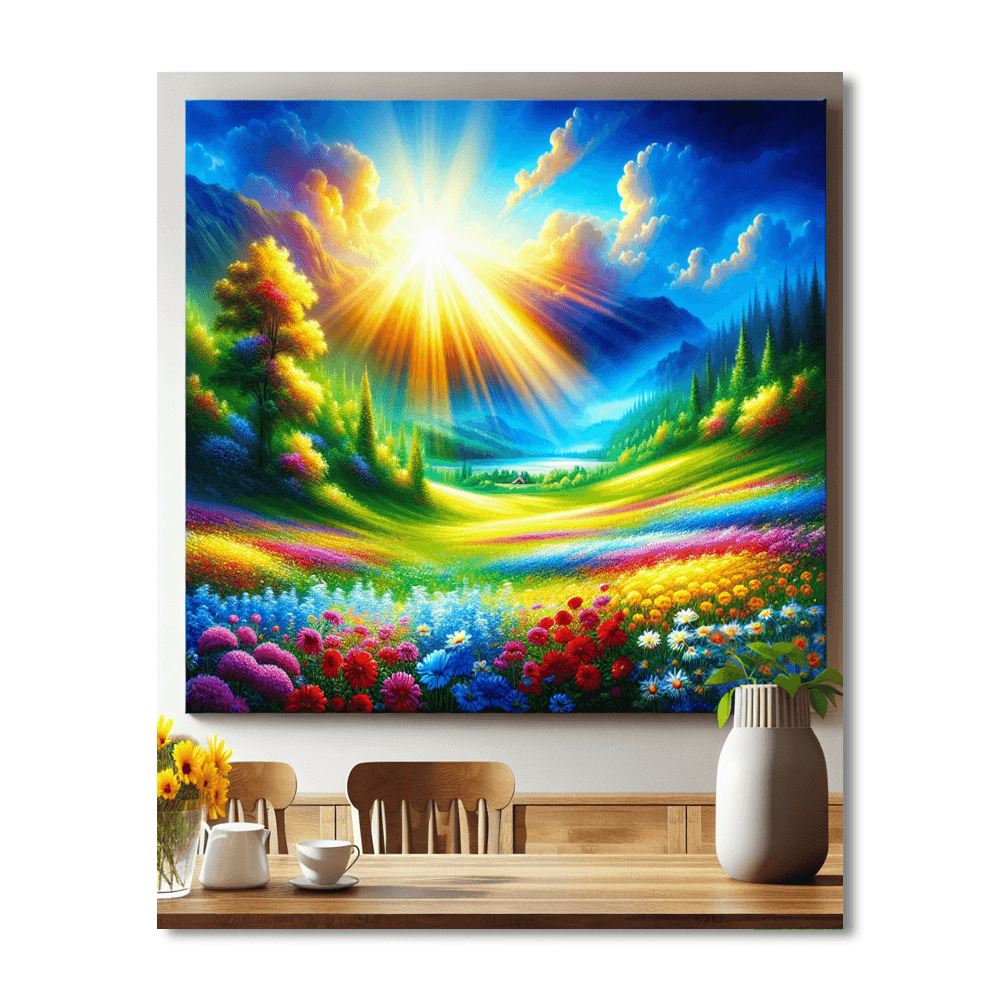 Blissful Morning Meadow Painting Number Kit
