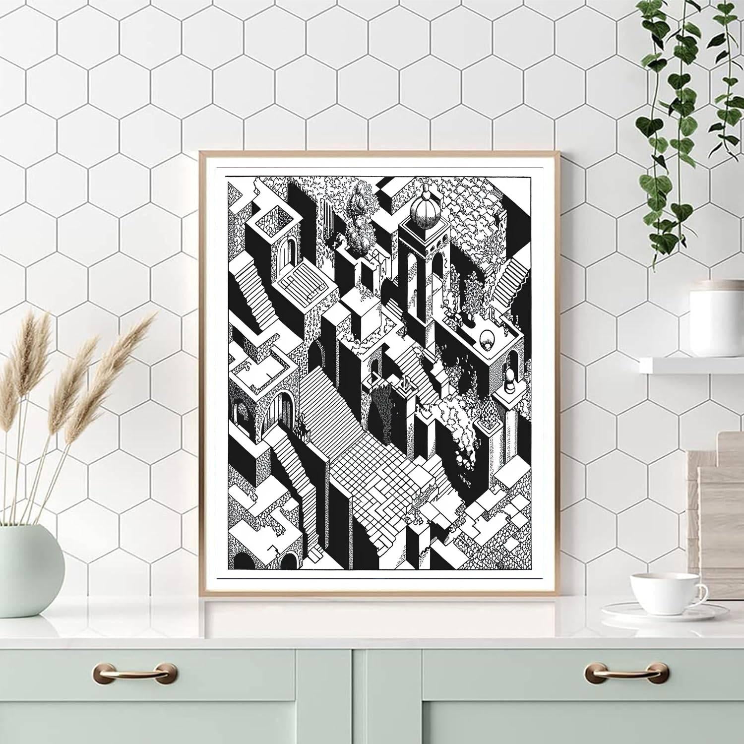 M.C. Escher Inspired Mathematical Illusions  Numbered Painting Kits