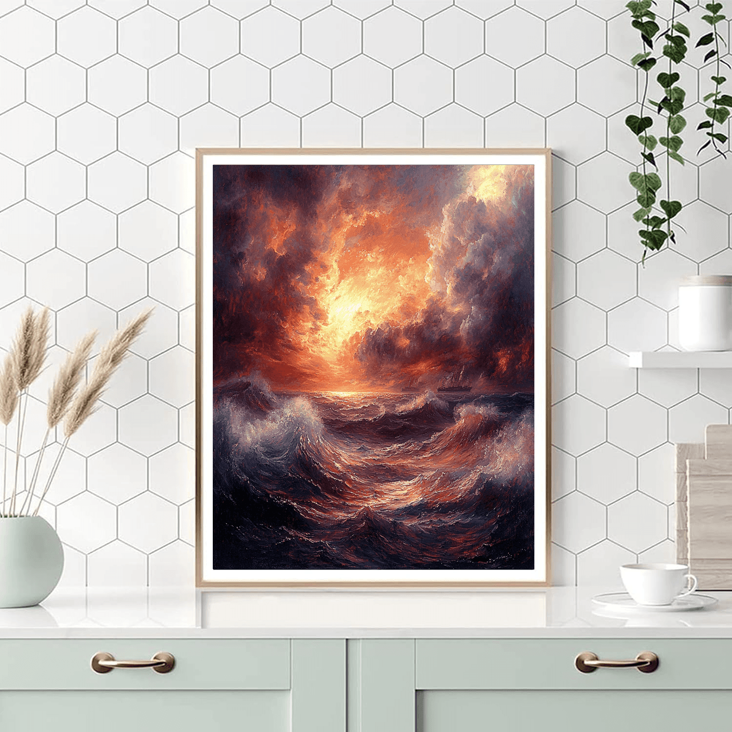 J.M.W. Turner Inspired Turner's Stormy Sea Voyage  Paint By Numbers Art