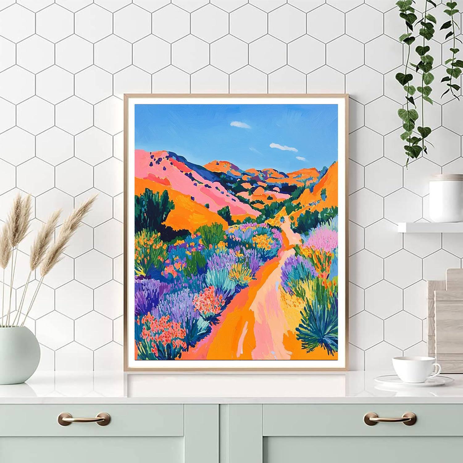 David Hockney Inspired Vibrant Desert Mirage  Painting By Numbers Kit