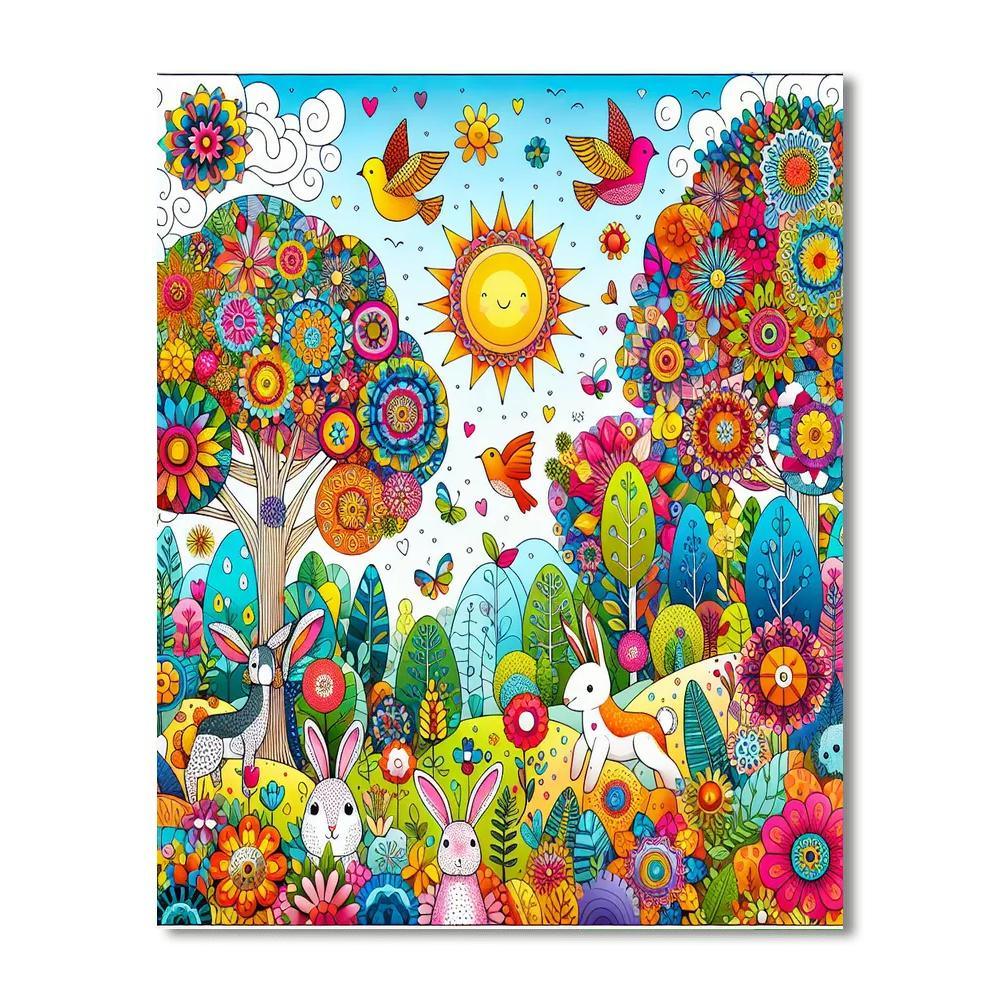 Colorful Whimsical Forest Paint By Numbers Art