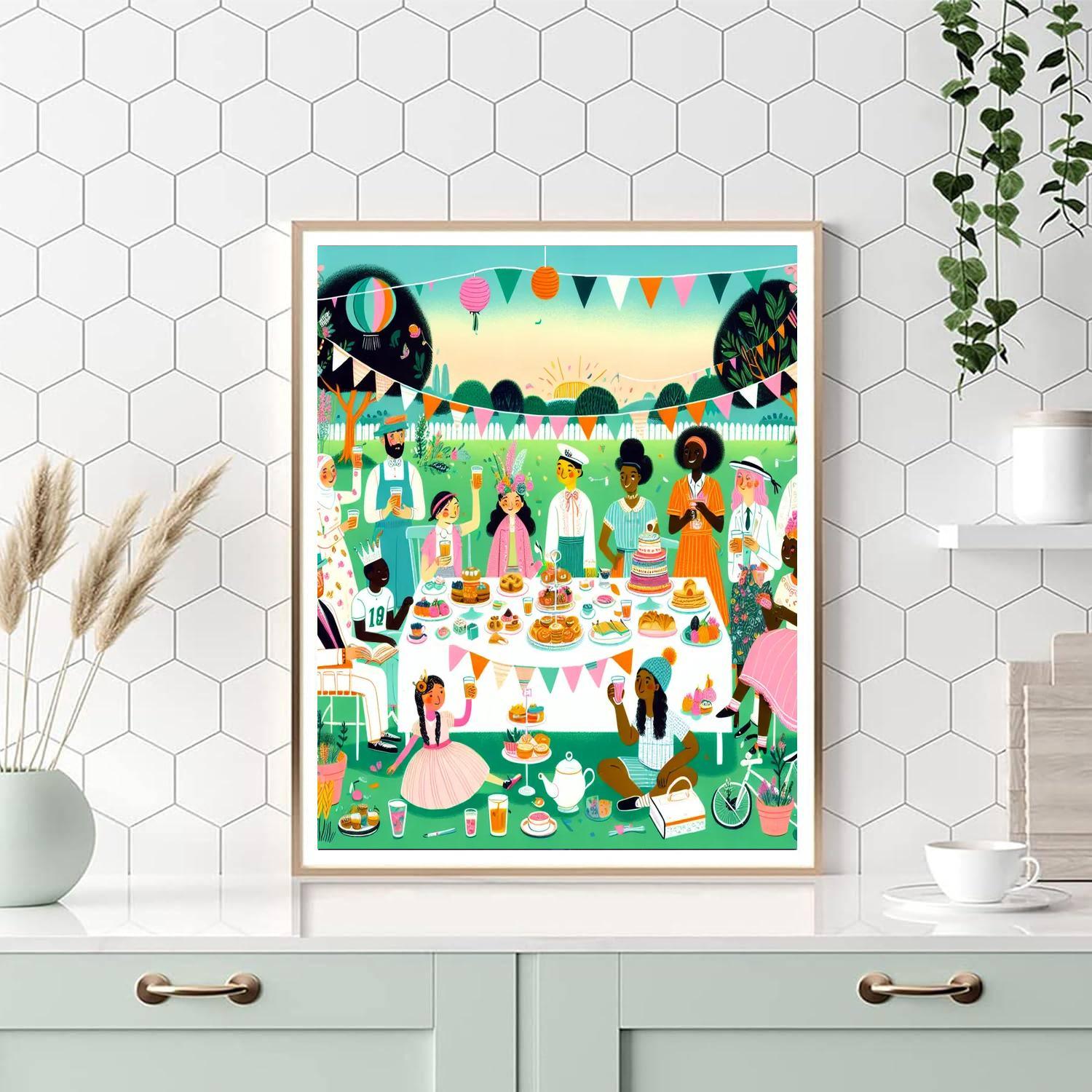 Charming Tea Party Gathering DIY Paint By Numbers