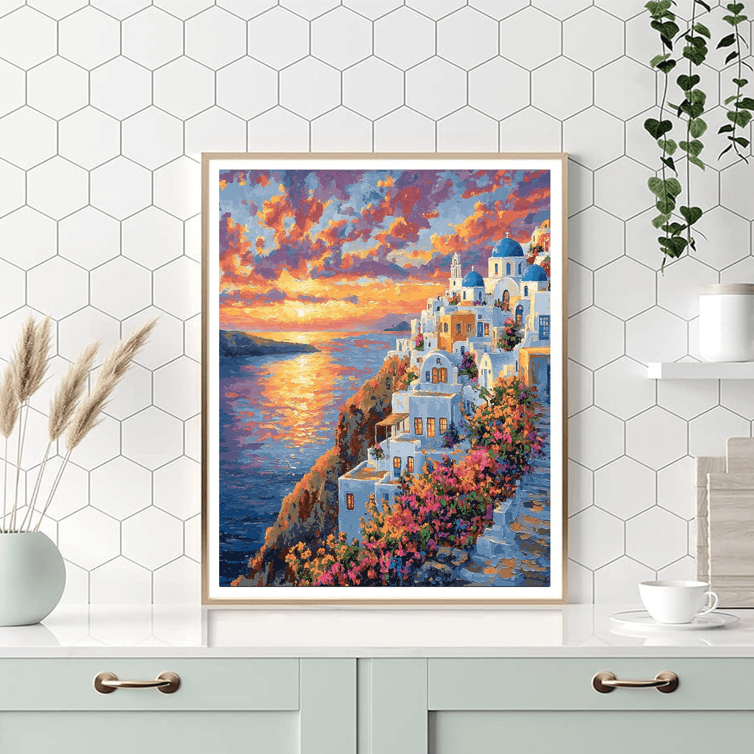 Santorini's Oia Painting By Numbers Kit