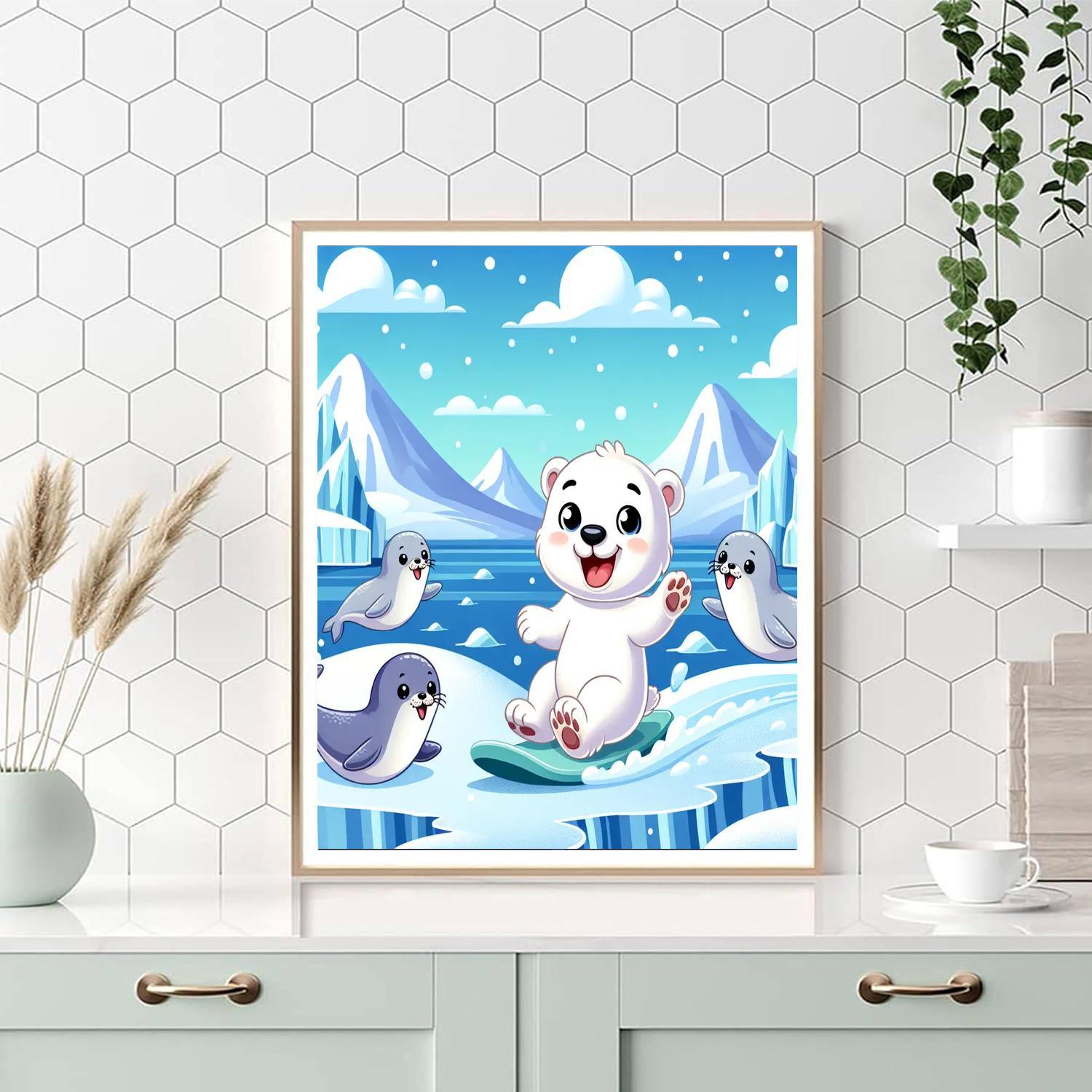 Polar Bear's Snowy Realm Painting Number Kit