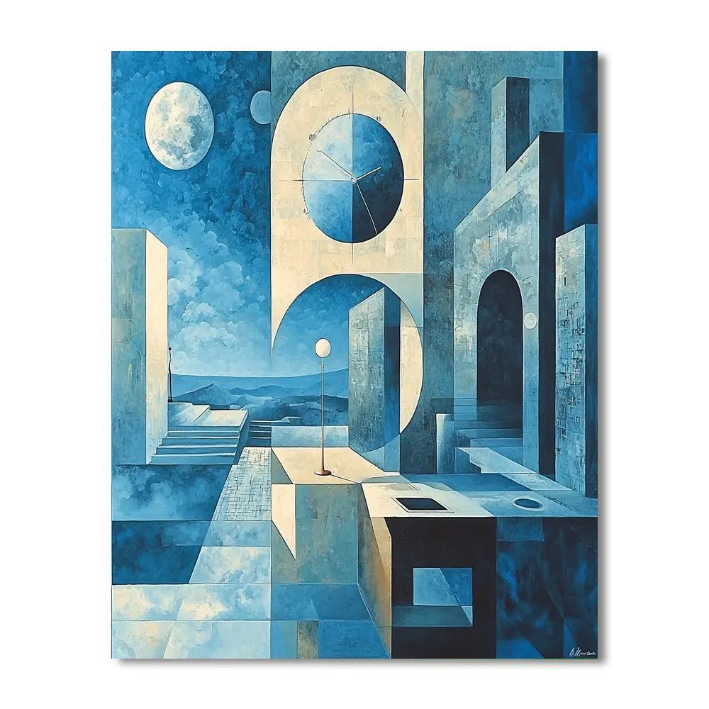 René Magritte Inspired Eccentric Journey Of Time  Paint By Color
