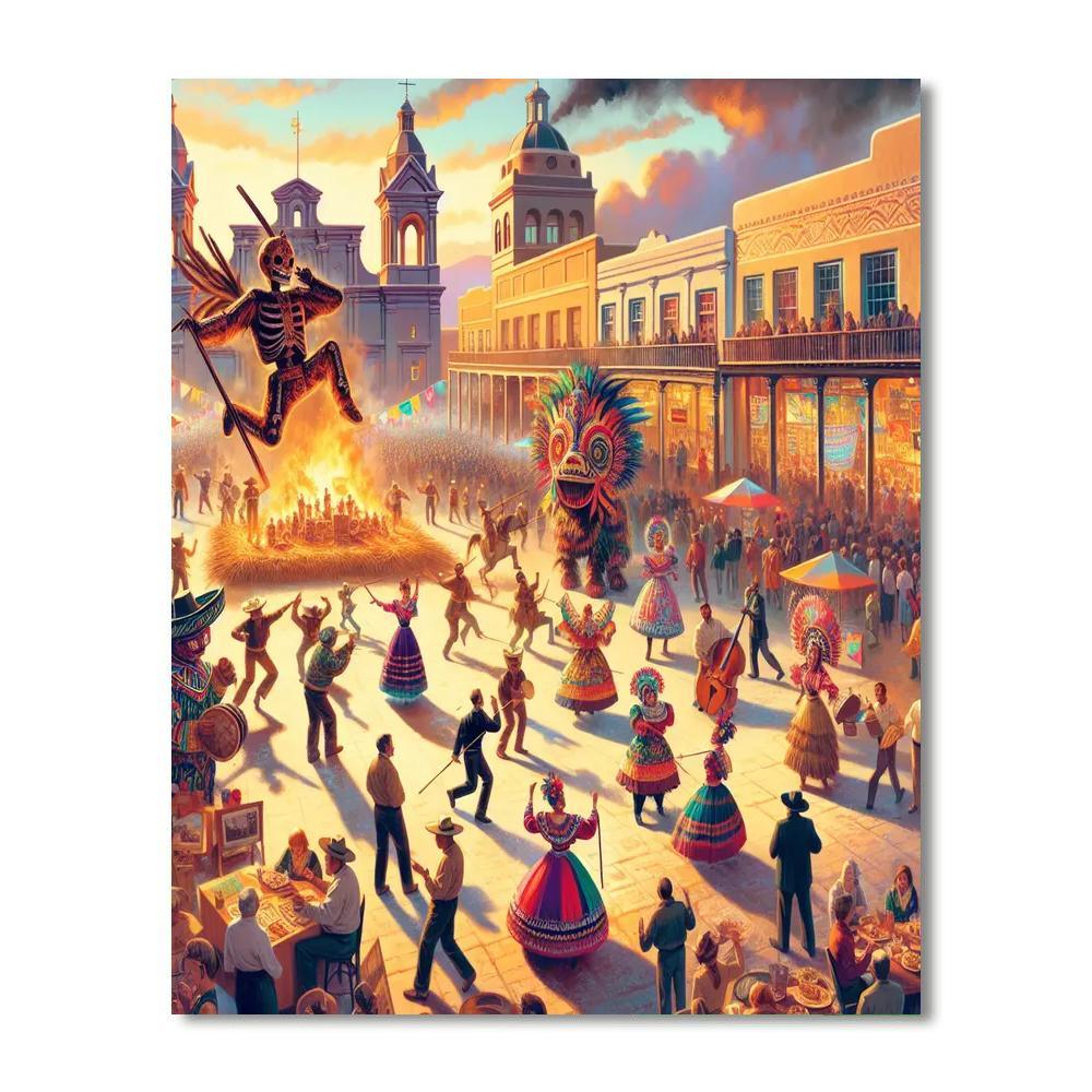 Fiestas De Santa Fe - Usa Paint By Color