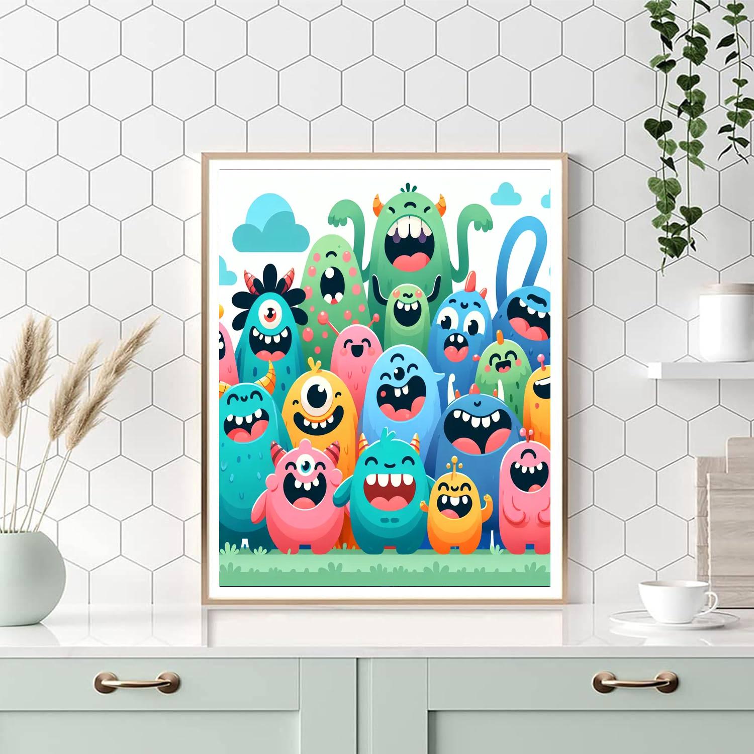 Giggly Monster Family Number Painting