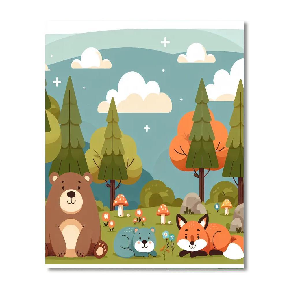 Cozy Woodland Hideaway Number Painting