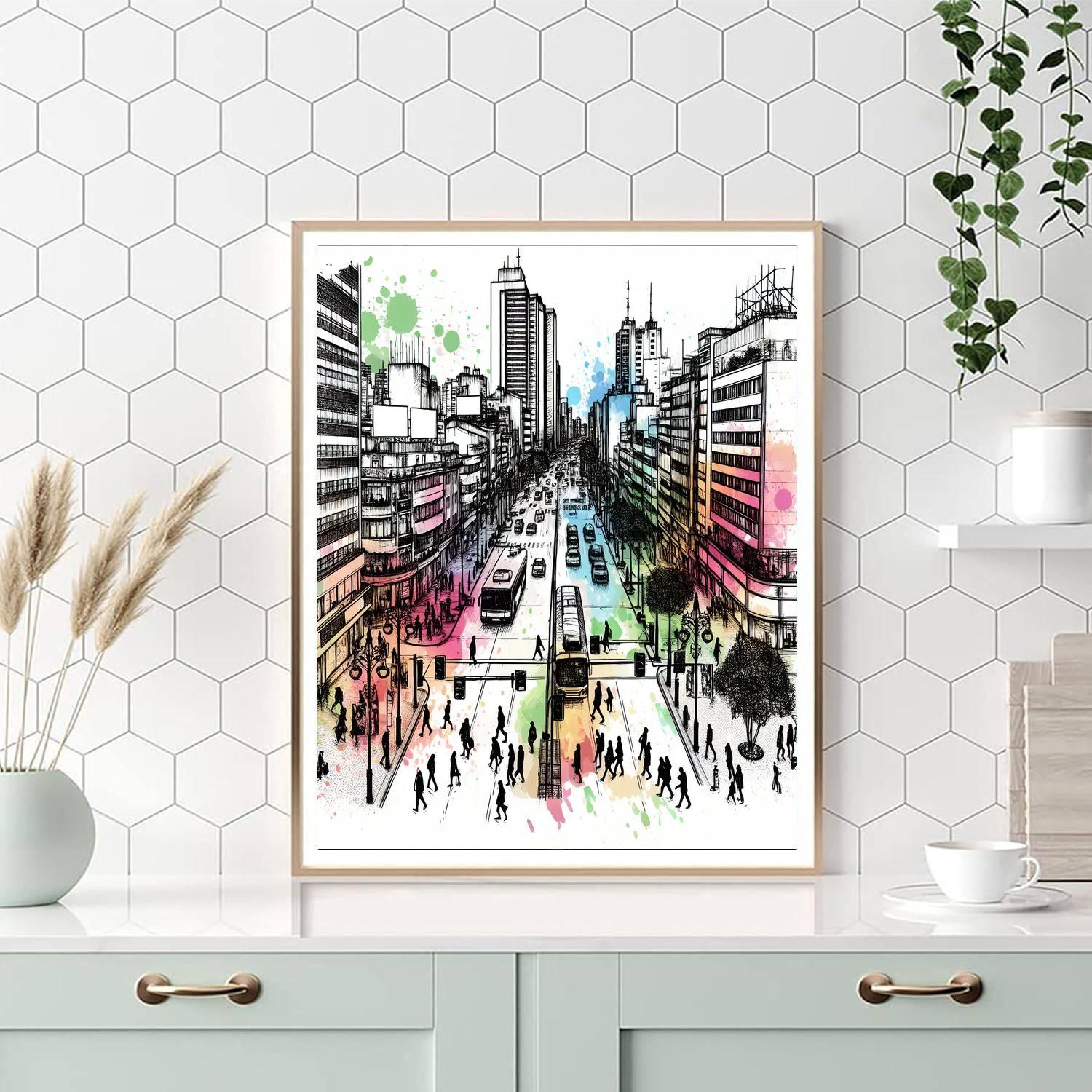 Dynamic Urban Sketch Painting Number Kit