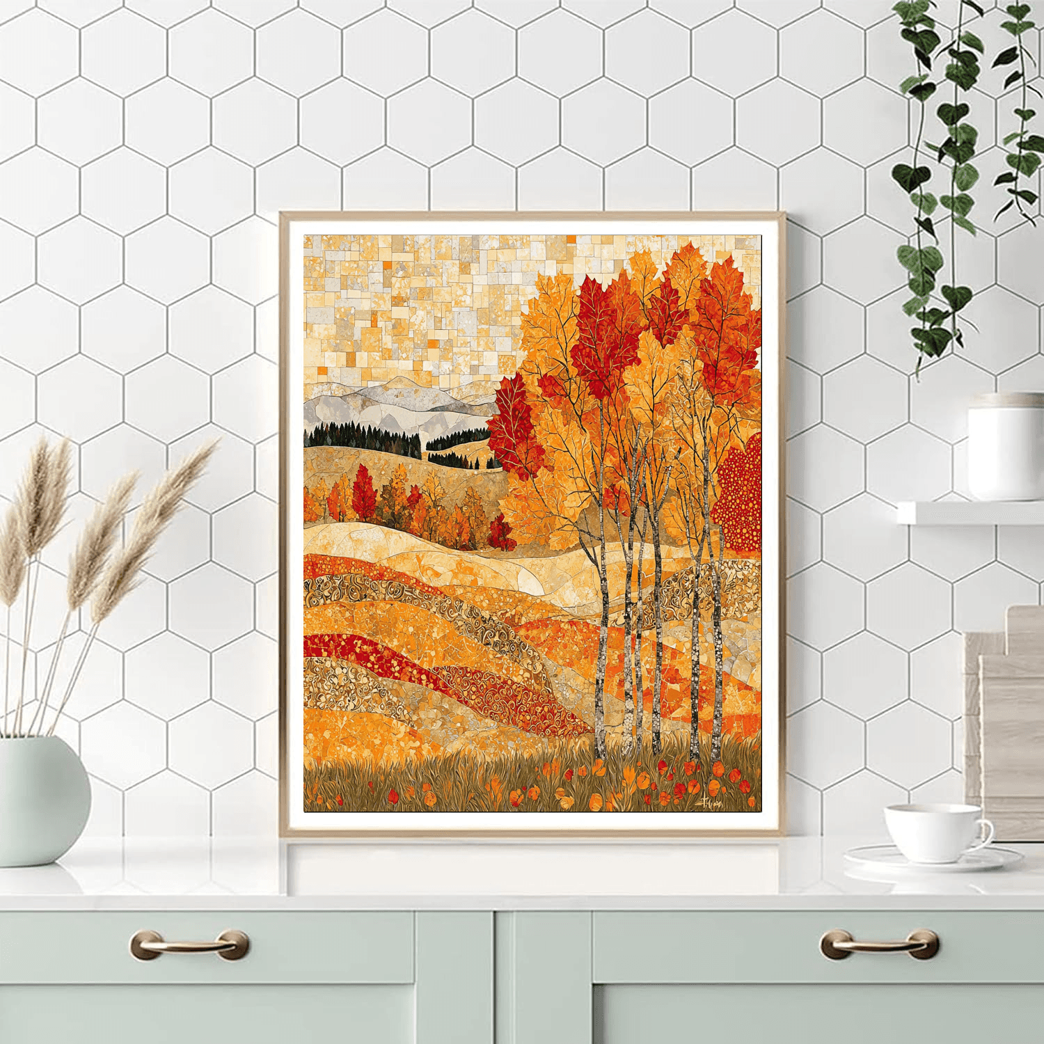 Gustav Klimt Inspired Autumn’s Golden Embrace  Paint By Numbers Art