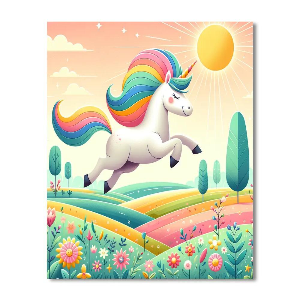 Bouncing Rainbow Unicorn Paint By Color