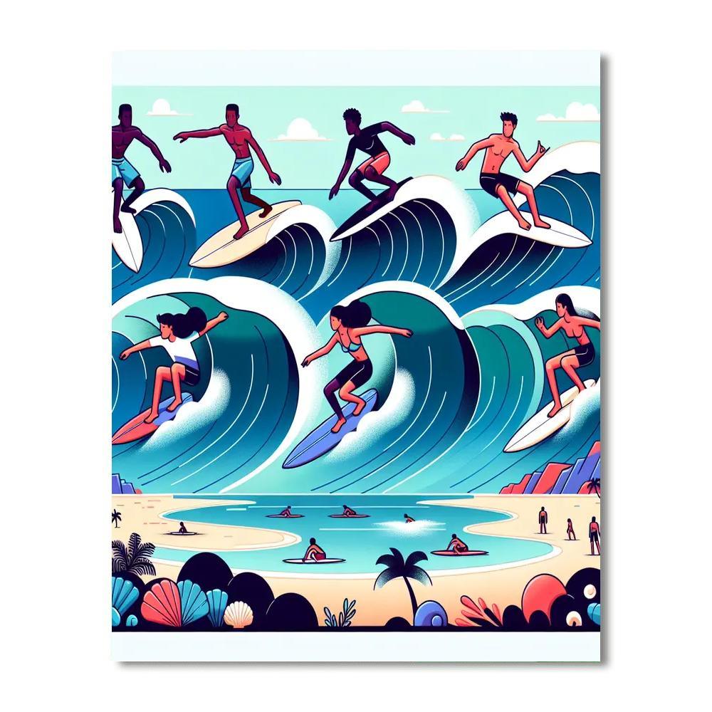 Ocean Surfing Safari Painting By Numbers Kit