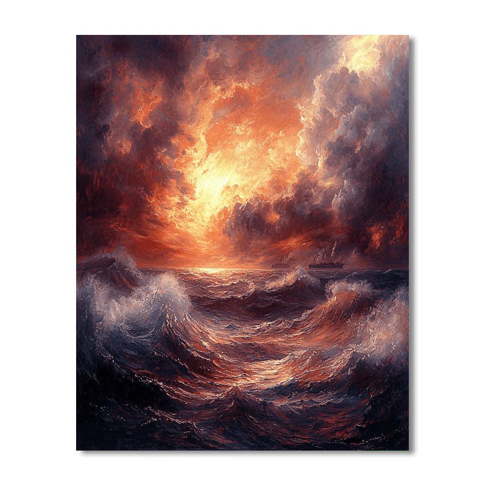 J.M.W. Turner Inspired Turner's Stormy Sea Voyage  Paint By Numbers Art