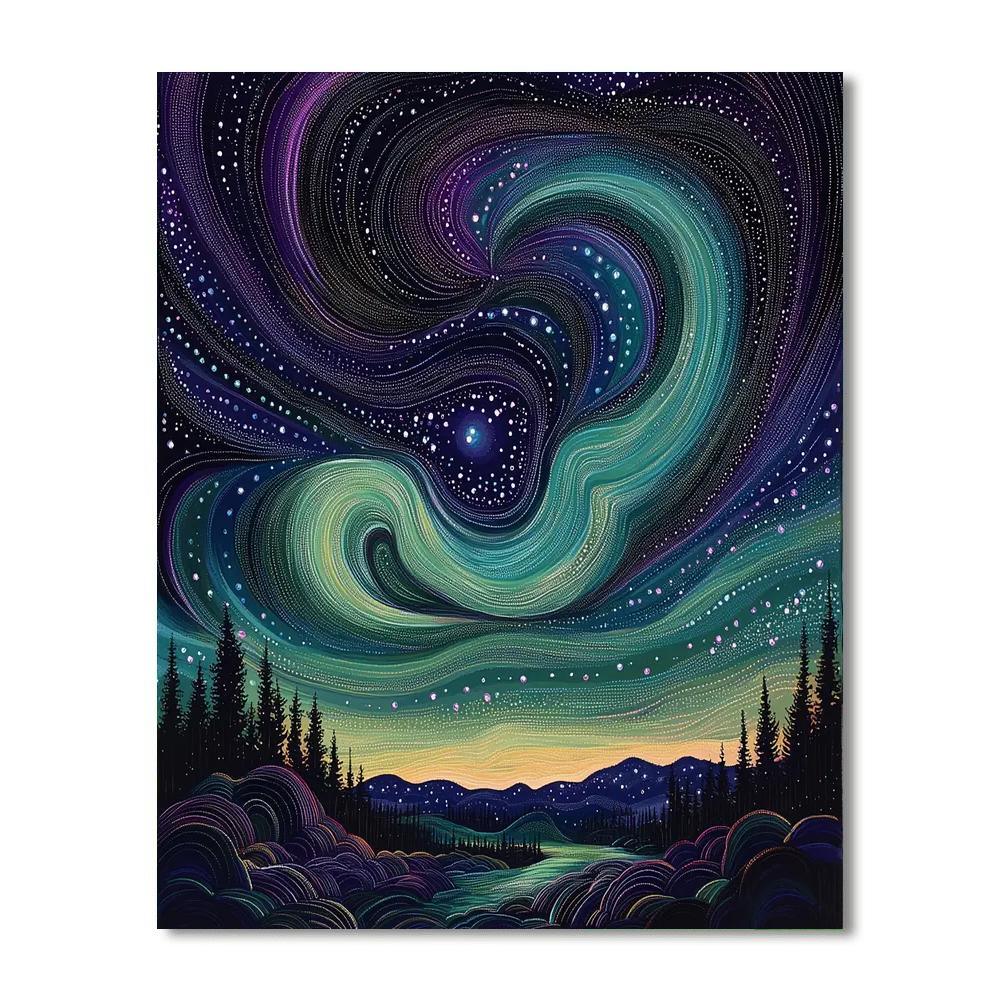 Georges Seurat Inspired Ethereal Aurora Abstraction  Paint By Color