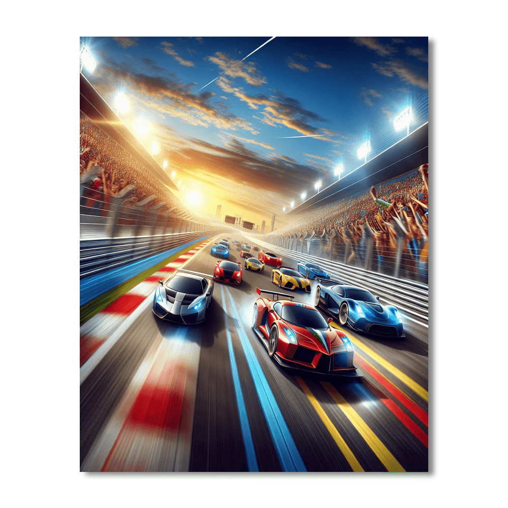 Sports Car Racing Action Paint By Numbers Art
