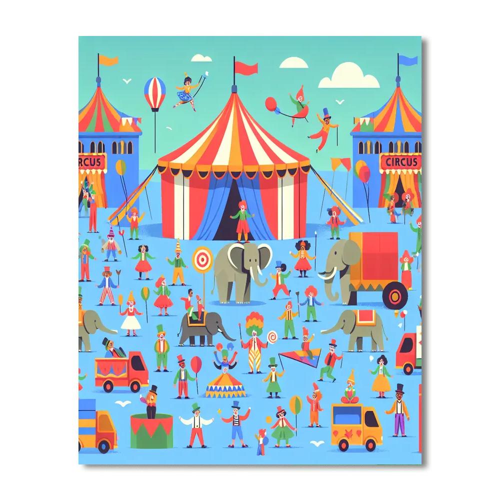 Cheerful Circus Scene Painting By Numbers Kit