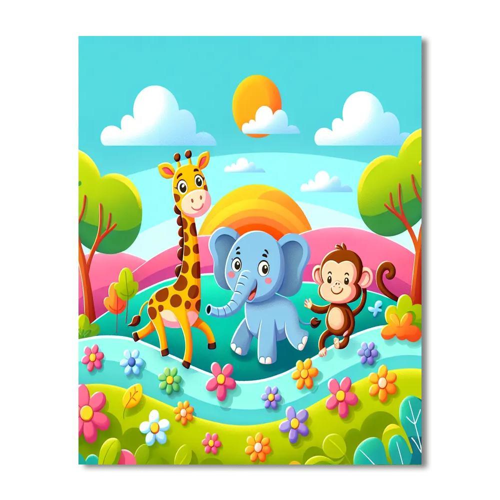 Colorful Animal Adventure Painting By Numbers Kit