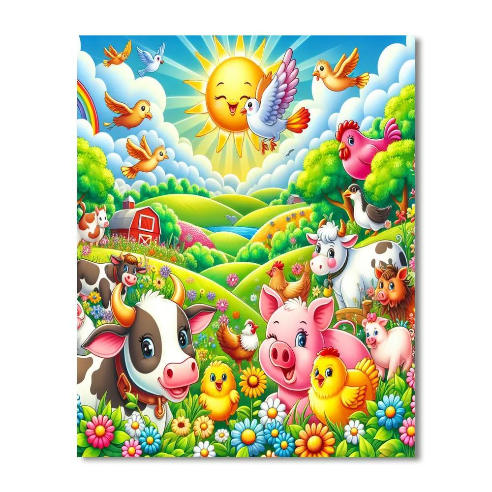 Lively Farmyard Adventure DIY Paint By Numbers