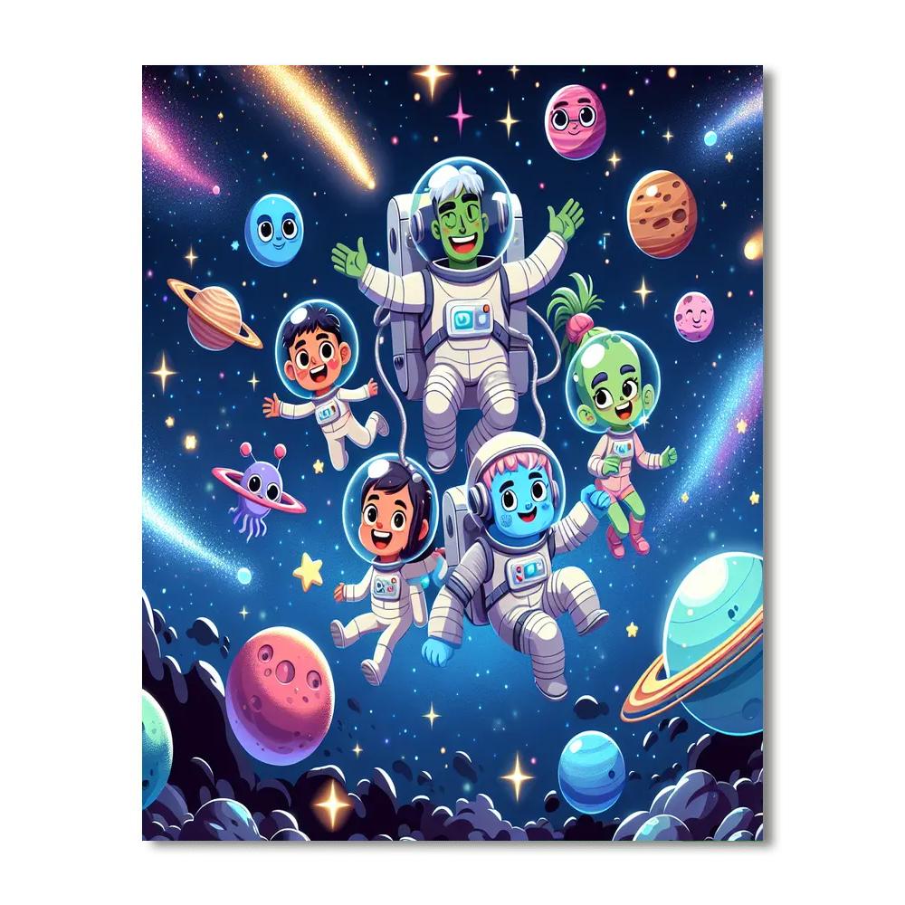 Cheerful Space Pals Number Painting