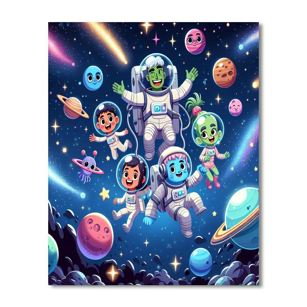 Cheerful Space Pals Number Painting